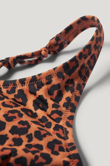 Exclu web - CLOCKHOUSE - haut de bikini brésilien - ampliforme - à motifs - marron