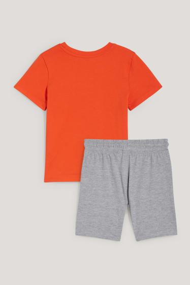 Exclusiv online - Dino - set - tricou cu mânecă scurtă și pantaloni scurți - 2 piese - portocaliu închis