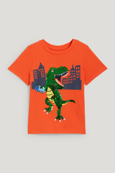 Exclusief online - Dino - set - T-shirt en short - 2-delig - donker oranje