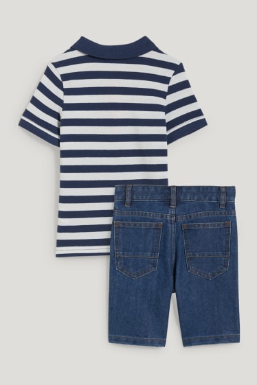 Toddler Boys - Set - Poloshirt und Jeans-Shorts - 2 teilig - dunkelblau