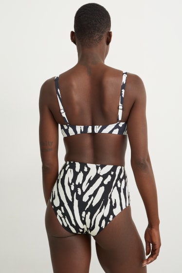 Femei - Chiloți bikini - talie înaltă - LYCRA® XTRA LIFE™ - cu model - negru / alb