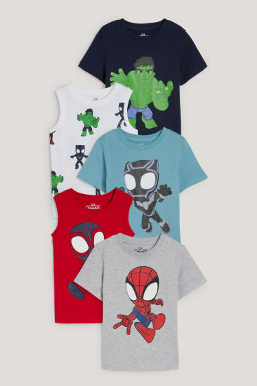 Toddler Boys - Multipack of 5 - Marvel - 2 tops and 3 short sleeve T-shirts - light gray-melange