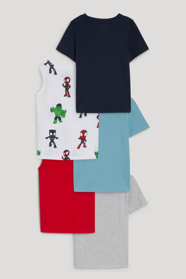 Toddler Boys - Multipack of 5 - Marvel - 2 tops and 3 short sleeve T-shirts - light gray-melange
