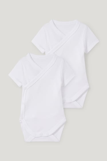 Baby Girls - Multipack of 2 - baby wrapover bodysuit - white