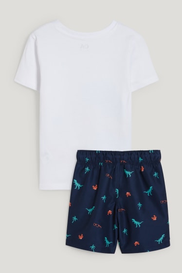 Toddler Boys - Dino - set - T-shirt en shorts - 2-delig - donkerblauw