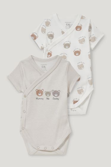 Baby Girls - Multipack of 2 - baby wrapover bodysuit - cremewhite
