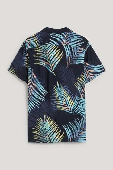 Pánské - Košile - slim fit - klopový límec - tmavomodrá