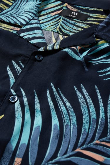 Pánské - Košile - slim fit - klopový límec - tmavomodrá