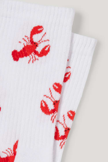 Hombre - Calcetines con motivo - langostas - blanco