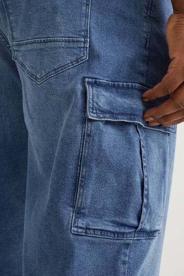 Herren XL - Jeans-Cargoshorts - LYCRA® - jeans-blau