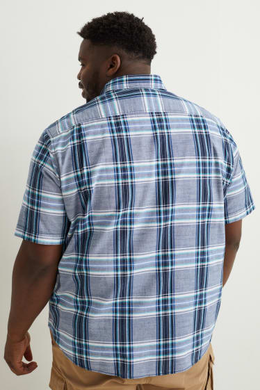 Uomo XL - Camicia - regular fit - button down - a quadretti - blu
