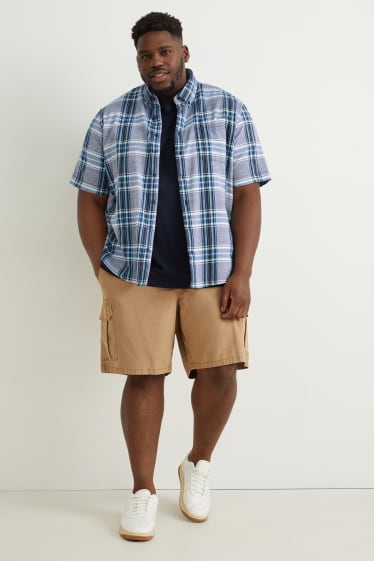 Uomo XL - Camicia - regular fit - button down - a quadretti - blu