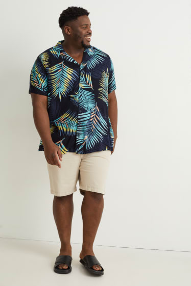 Hommes grandes tailles - Chemise - slim fit - col à revers - bleu foncé