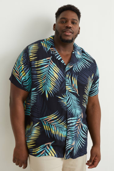Hommes grandes tailles - Chemise - slim fit - col à revers - bleu foncé