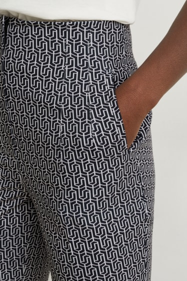 Donna - Pantaloni - vita alta - tapered fit - fantasia - nero / bianco