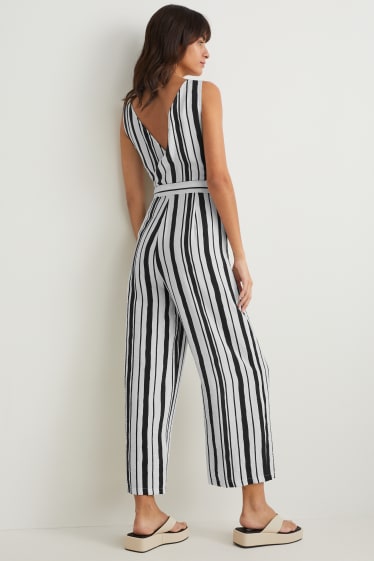 Women - Jumpsuit - striped - black / white