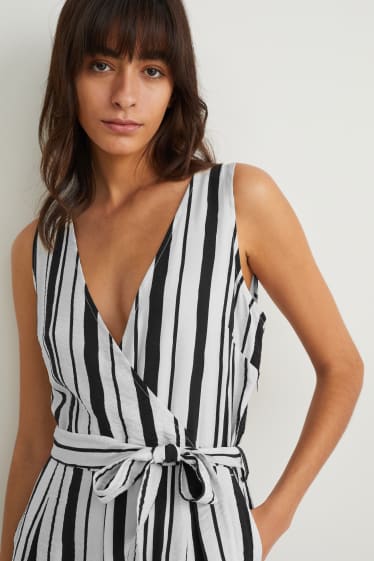 Women - Jumpsuit - striped - black / white