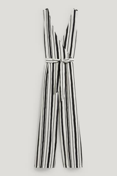 Women - Jumpsuit - striped - black / white