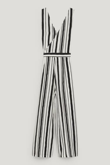 Women - Jumpsuit - striped - black / white