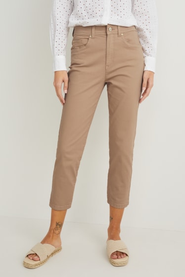 Dámské - Kalhoty - mid waist - skinny fit - béžová