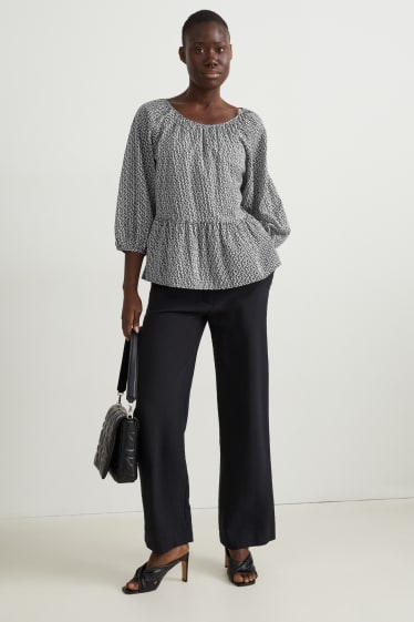 Damen - Bluse - gemustert - schwarz / weiß
