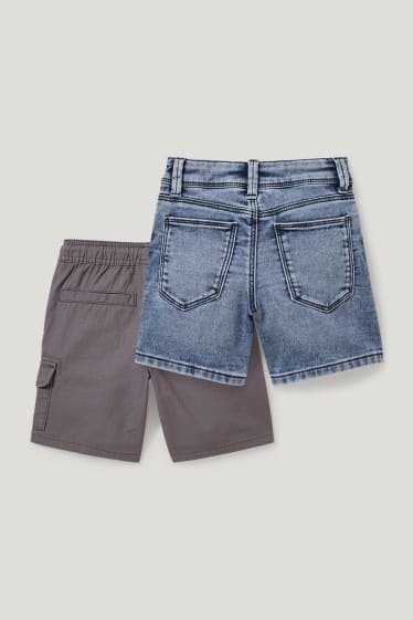Toddler Boys - Multipack 2er - Jeans- und Stoffshorts - jeans-hellblau