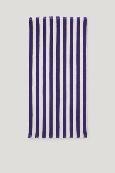 Kobiety - Ręcznik plażowy z froty - w paski - 160 x 80 cm - purpurowy