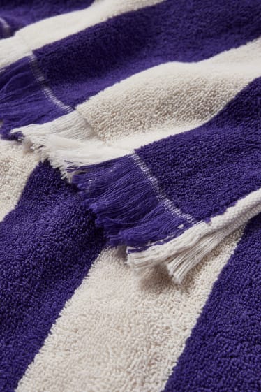 Kobiety - Ręcznik plażowy z froty - w paski - 160 x 80 cm - purpurowy