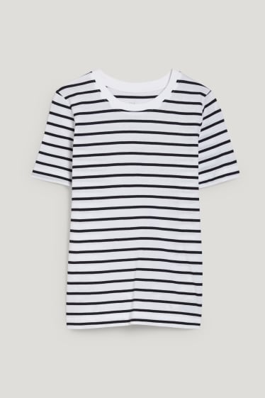 Donna - T-shirt basic - a righe - bianco crema