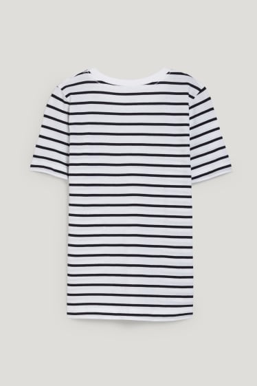 Donna - T-shirt basic - a righe - bianco crema