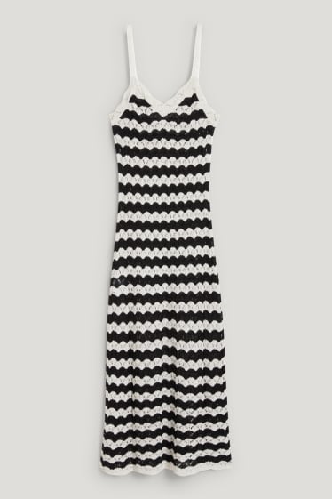 Damen - Strandkleid - gestreift - schwarz