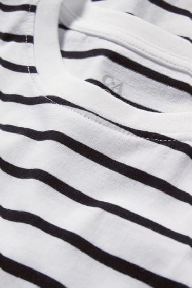 Donna - T-shirt basic - a righe - bianco crema