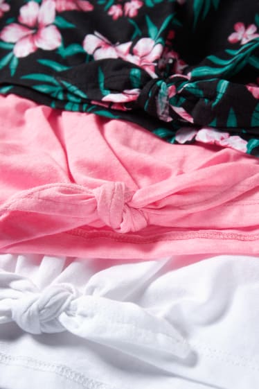 Kids Girls - Set van 3 - T-shirt met knoop in de stof - zwart