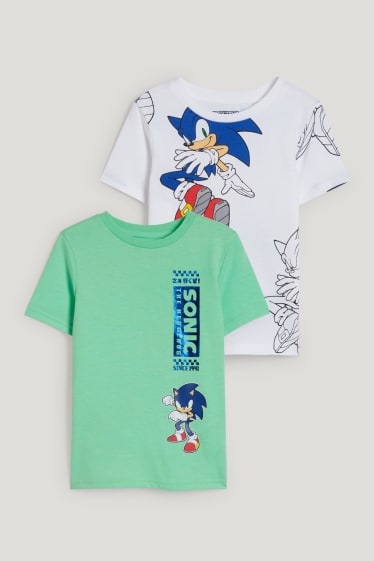 Toddler Boys - Set van 2 - Sonic - T-shirt - wit / groen