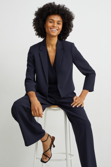 Dames - Business-blazer - relaxed fit - donkerblauw