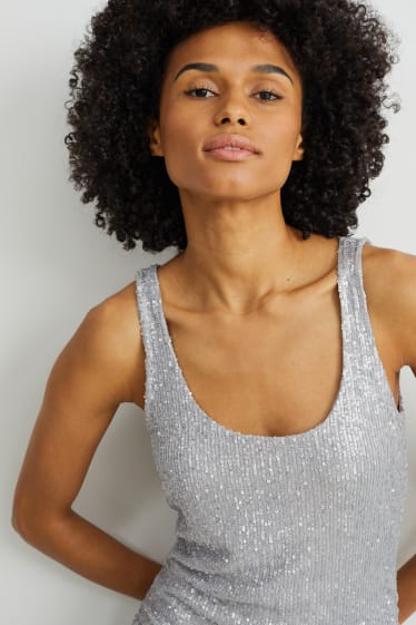 Damen - Paillettenkleid - silber