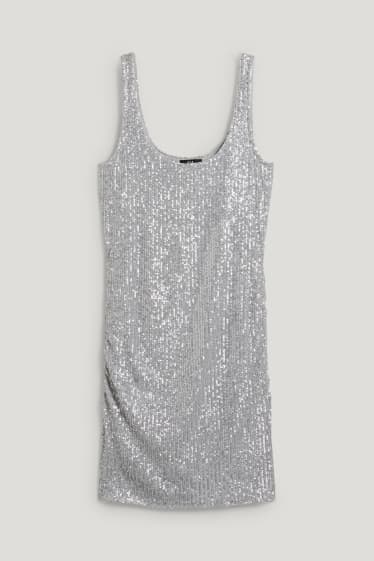 Damen - Paillettenkleid - silber