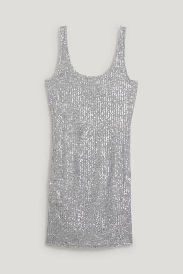 Damen - Paillettenkleid - silber