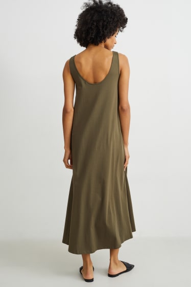 Damen - Basic-A-Linien Kleid - dunkelgrün