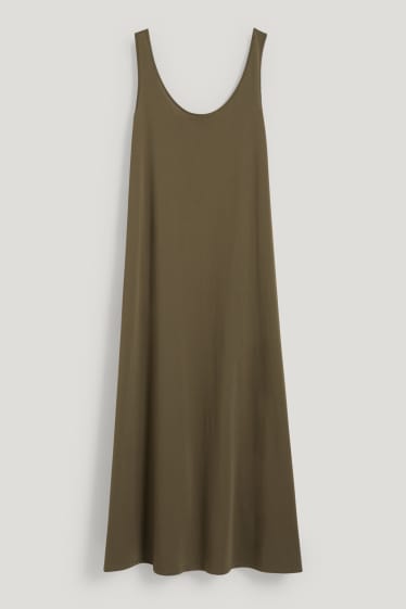 Damen - Basic-A-Linien Kleid - dunkelgrün