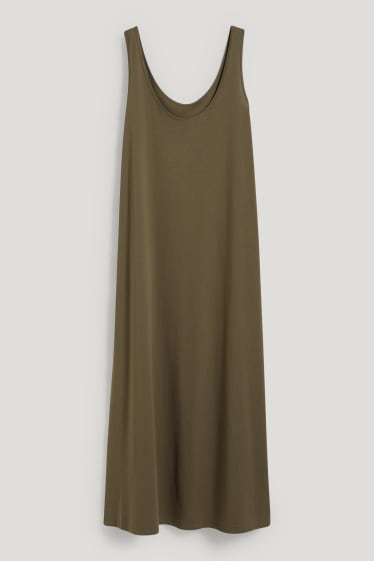 Damen - Basic-A-Linien Kleid - dunkelgrün
