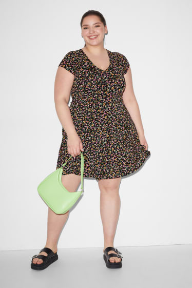 Señora XL - CLOCKHOUSE - vestido - de flores - negro