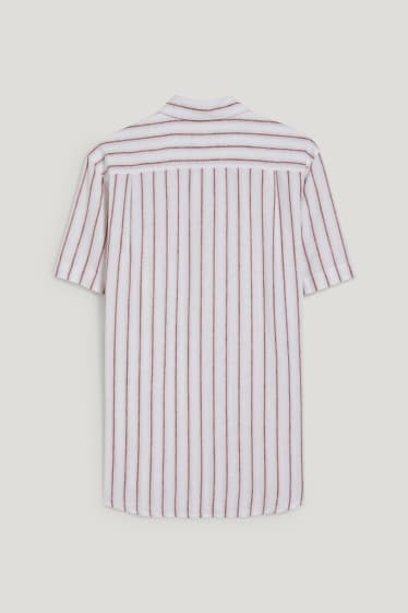 Hombre - Camisa - regular fit - kent - mezcla de lino - de rayas - blanco roto