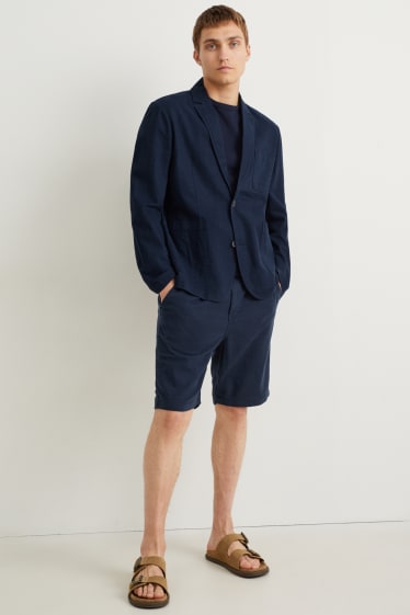 Hommes - Veste - regular fit - lin mélangé - bleu foncé
