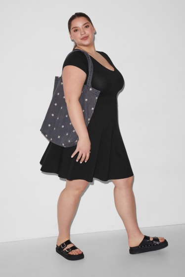 Damen XL - CLOCKHOUSE - A-Linien Kleid - schwarz