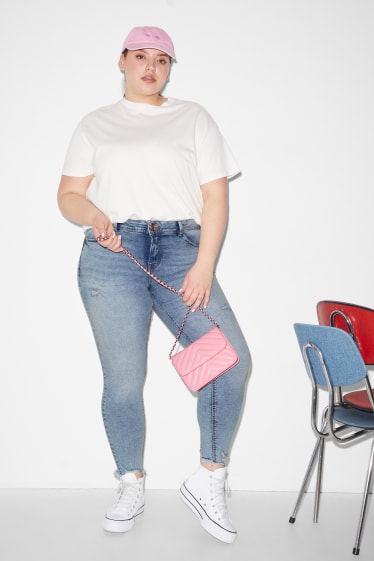 Femei XL - CLOCKHOUSE - skinny jeans - talie medie - LYCRA® - denim-albastru deschis