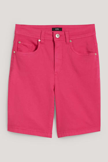 Donna - Bermuda di jeans - vita media - fucsia