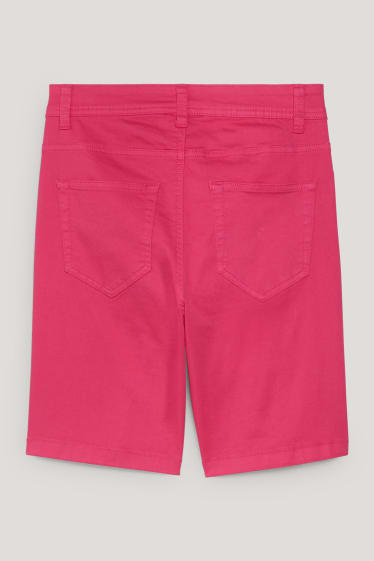 Donna - Bermuda di jeans - vita media - fucsia