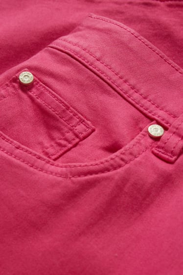 Dámské - Džínové bermudy - mid waist - růžová