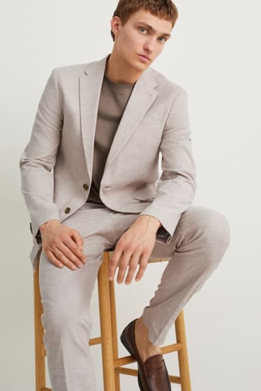 Uomo - Giacca coordinabile - regular fit - Flex - misto cotone-lino - beige chiaro